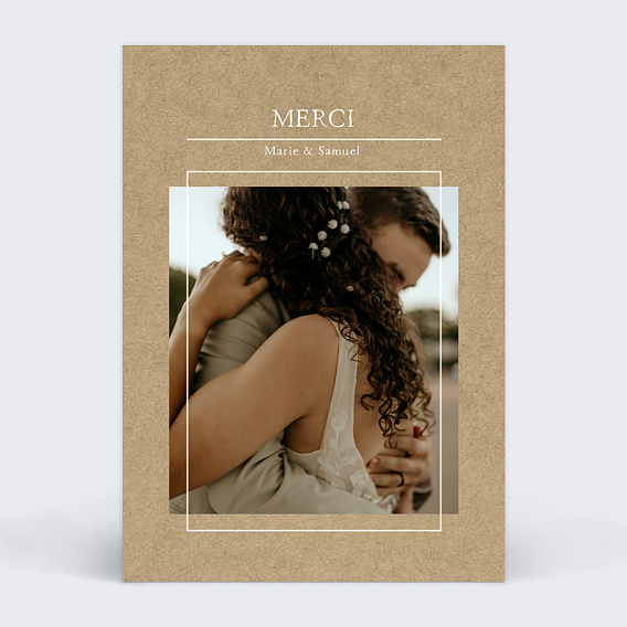 Carte remerciement mariage Joli Kraft