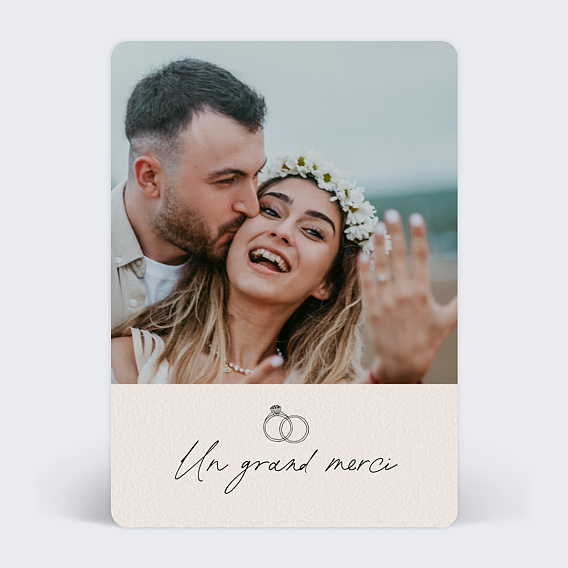 Carte remerciement mariage Jolies Alliances