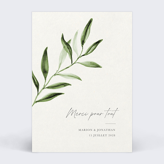 Carte remerciement mariage Olivier Mariage