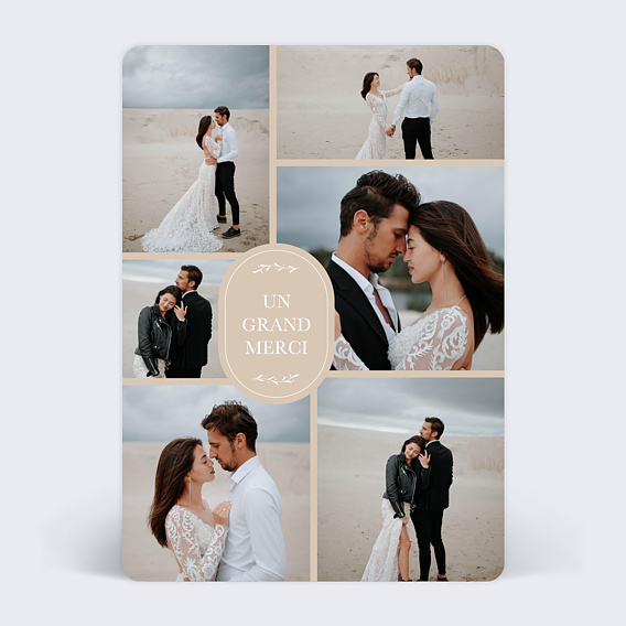Carte remerciement mariage Pastille ovale