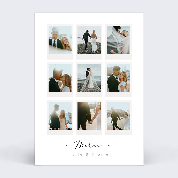 Carte remerciement mariage Pêle-Mêle Polaroid