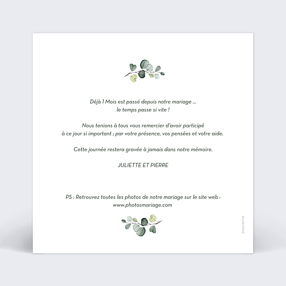 Remerciements mariage Petite Couronne Eucalyptus