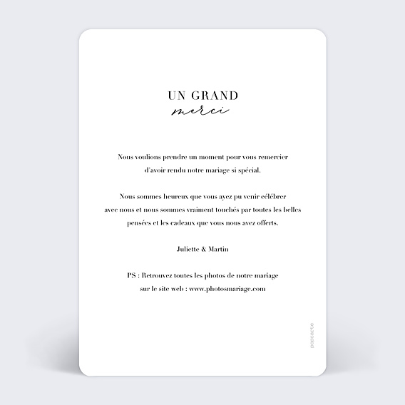 Remerciements mariage Grande Typo Merci