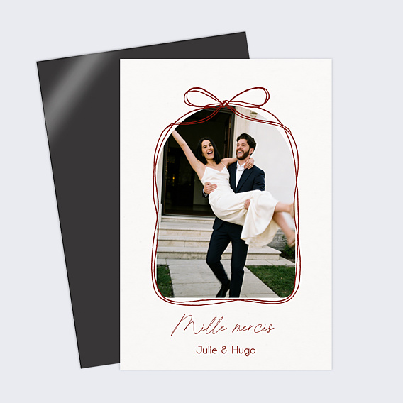 Carte remerciement mariage Cadre noué