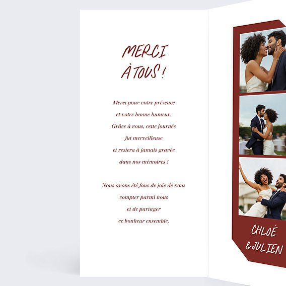 Remerciements mariage Coeurs enlacés