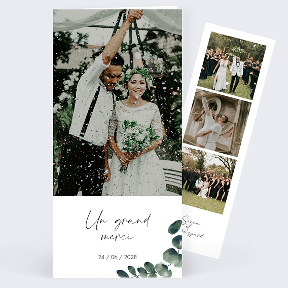 Carte remerciement mariage Branche d’Eucalyptus