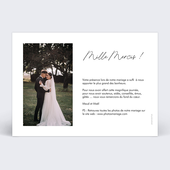 Carte remerciement mariage Méli-Mélo Verso