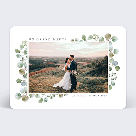 Carte Remerciement de Mariage Cadre Eucalyptus