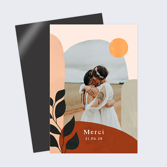 Carte remerciement mariage Bohème Coloré