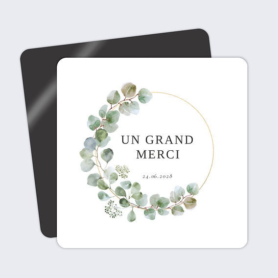 Carte remerciement mariage Couronne Ocre Eucalyptus