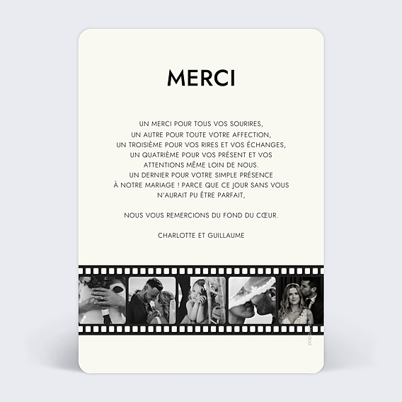 Remerciements mariage Bande Cinéma