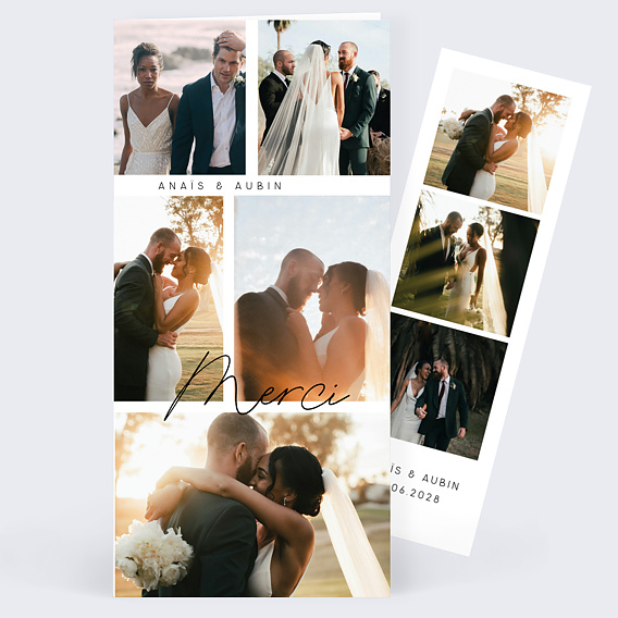 Carte remerciement mariage Beau Pêle-mêle