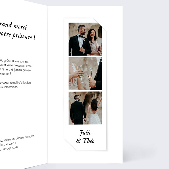 Carte remerciement mariage Multiphoto Etiquette Paysage Intérieur Droit
