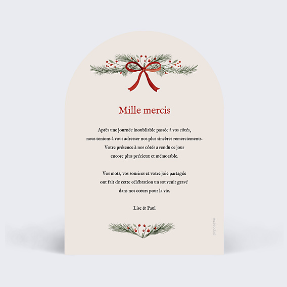 Remerciements mariage Arche guirlande