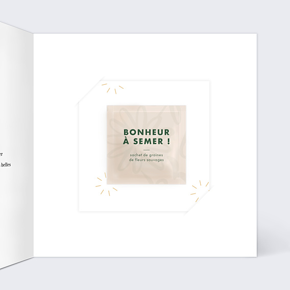 Remerciements mariage Grande Typo Merci avec graines