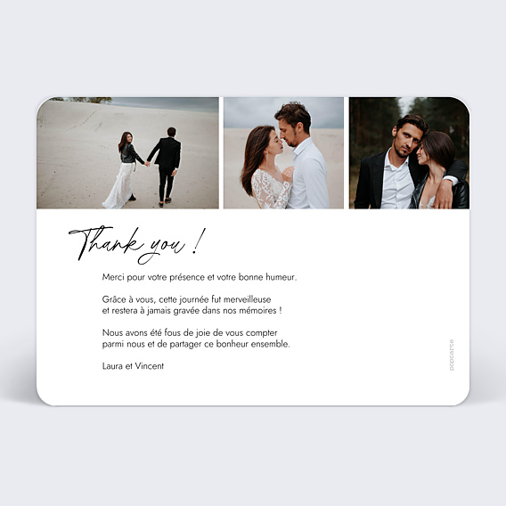 Remerciements mariage Merci Calligraphié