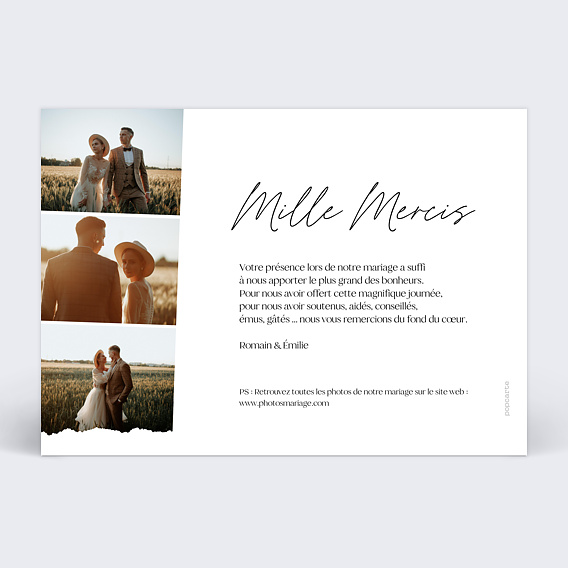 Carte remerciement mariage Photobooth Verso