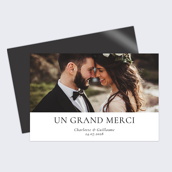 Carte remerciement mariage Élégance Intemporelle