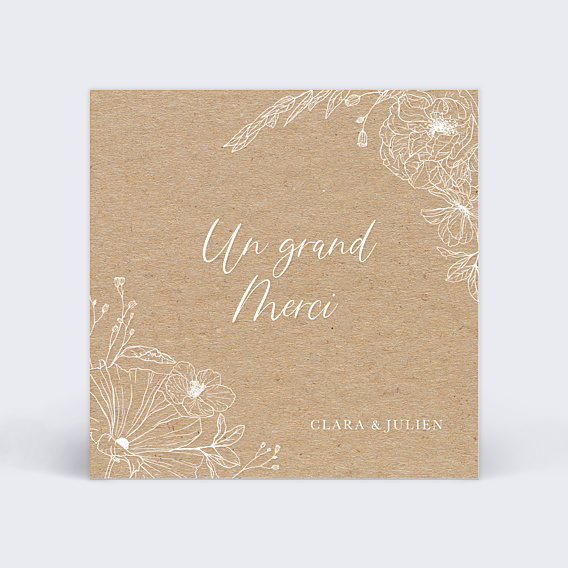 Remerciements mariage Gravure Kraft