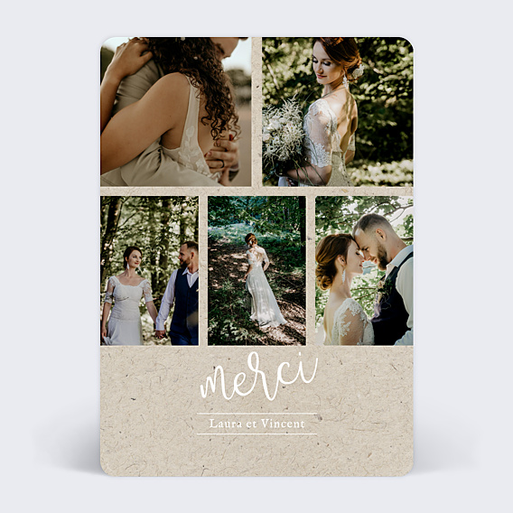 Remerciements mariage Chiné Typographique