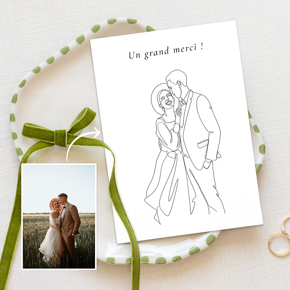 Remerciements mariage Portrait en ligne art
