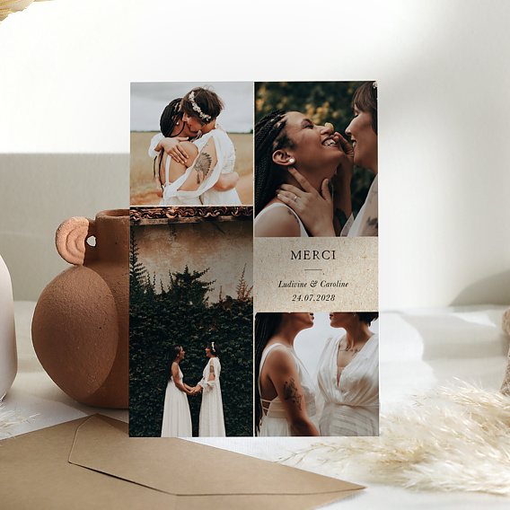 Carte remerciement mariage Rêve d'Amour Kraft Après 1