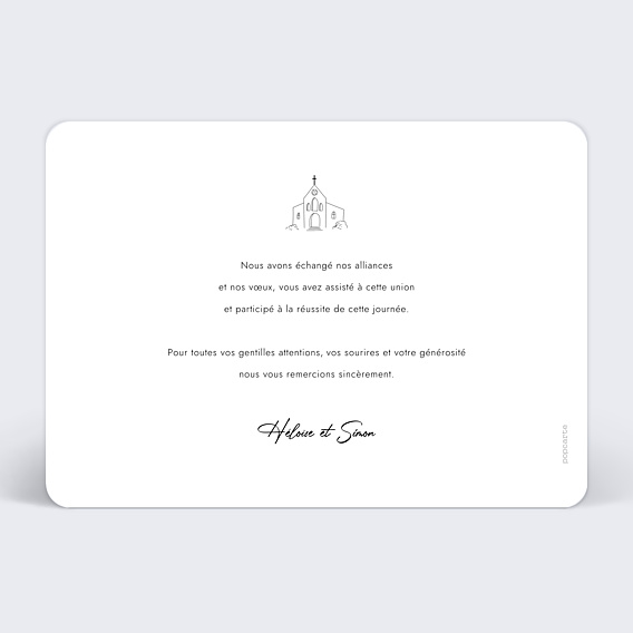 Remerciements mariage Église