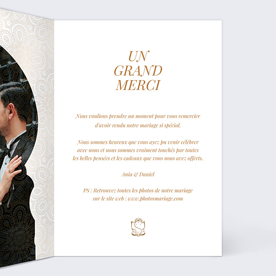 Remerciements mariage Kamadeva