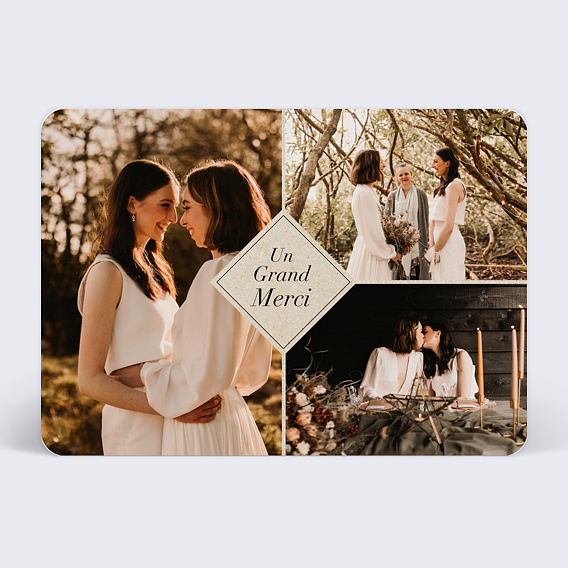 Carte remerciement mariage Champêtre Kraft Recto