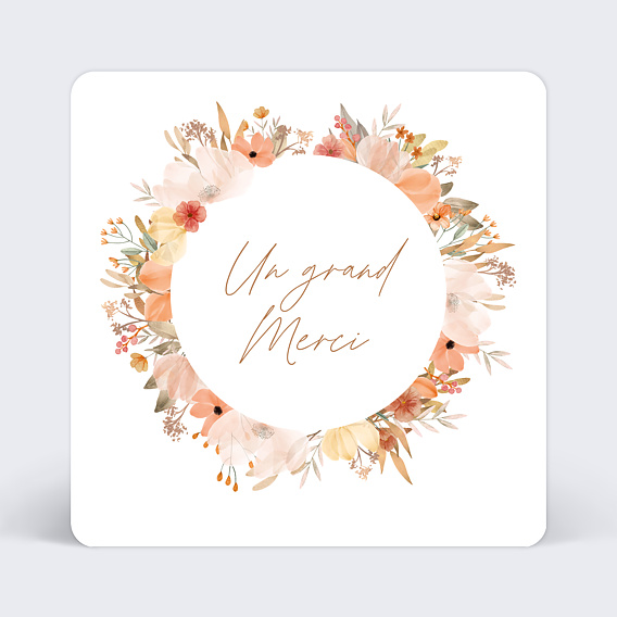 Carte remerciement mariage Ronde Florale
