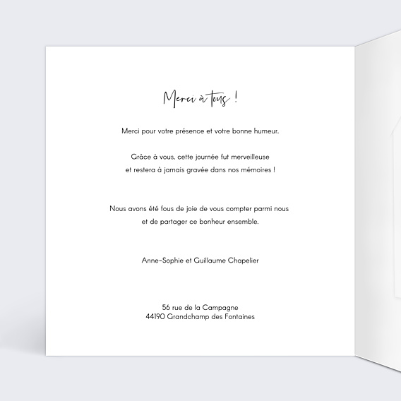 Remerciements mariage Bandeau avec graines