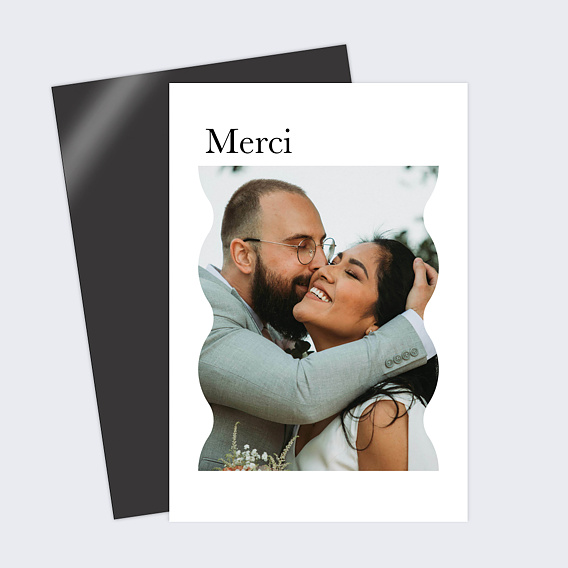 Carte remerciement mariage Photo arrondie