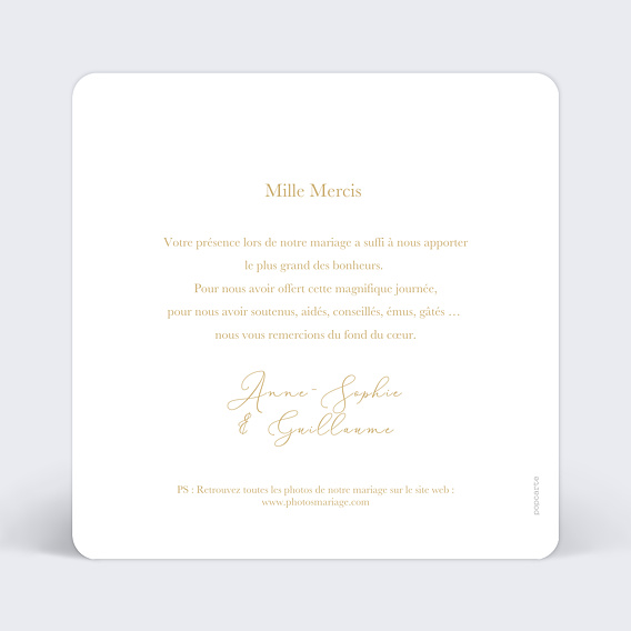 Carte remerciement mariage Joli Oui Verso