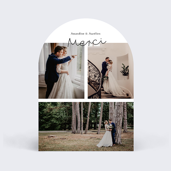 Carte remerciement mariage Typographie Minimaliste