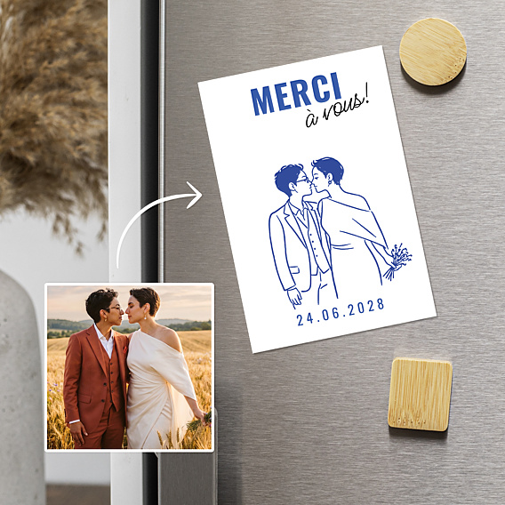 Remerciements mariage Portrait au trait simple