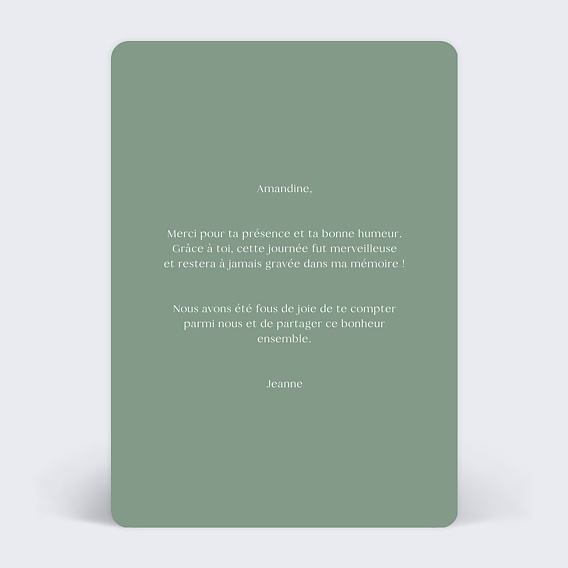 Carte remerciement mariage À ma Témoin Verso