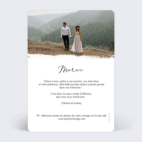 Remerciements mariage Effet Photo