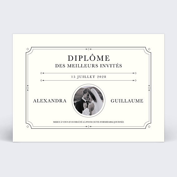 Remerciements mariage Diplôme