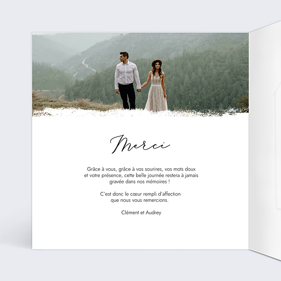 Remerciements mariage Effet Photo avec graines