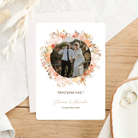 Carte remerciement mariage Flower of Fall