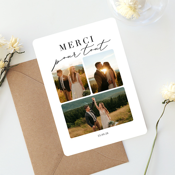 Carte remerciement mariage Grande Typo Merci Après 1