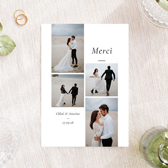 Carte remerciement mariage Gratitude