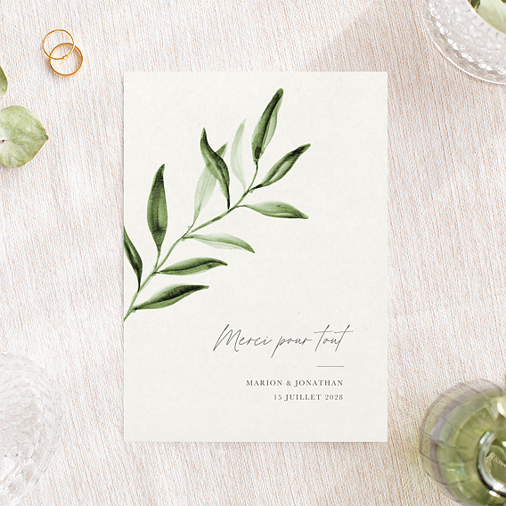 Carte remerciement mariage Olivier Mariage