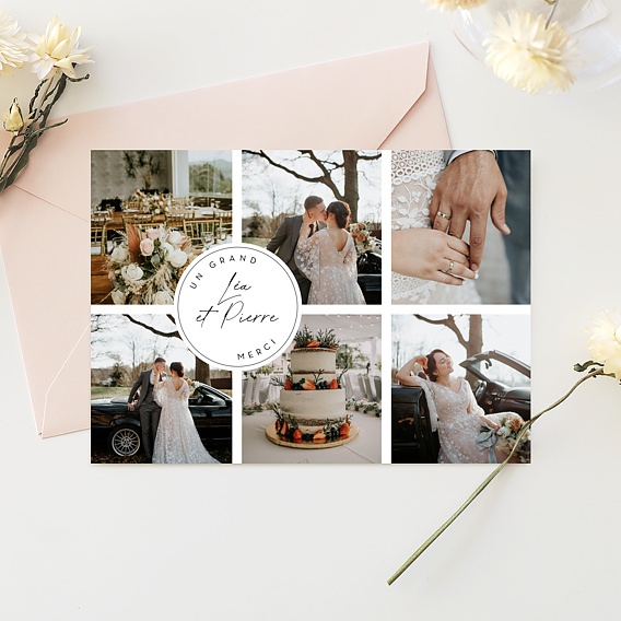 Carte remerciement mariage Pastille Après 1