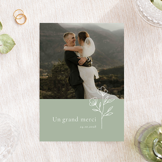 Carte remerciement mariage Soliflore