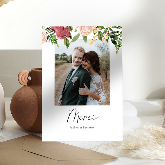 Carte remerciement mariage Wild Flowers