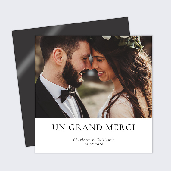 Carte remerciement mariage Élégance Intemporelle