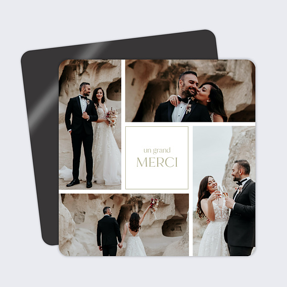 Carte remerciement mariage Etiquette Carré