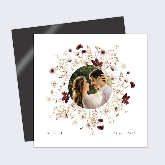 Carte remerciement mariage Jardin Sauvage
