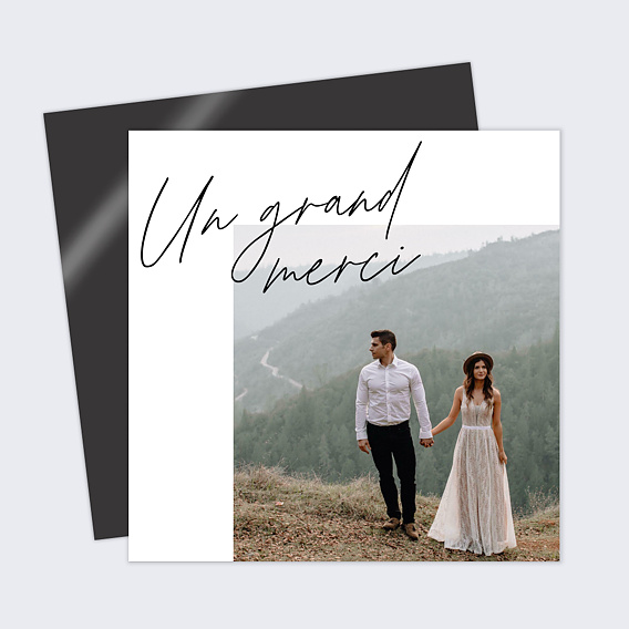 Carte remerciement mariage Grande Typo